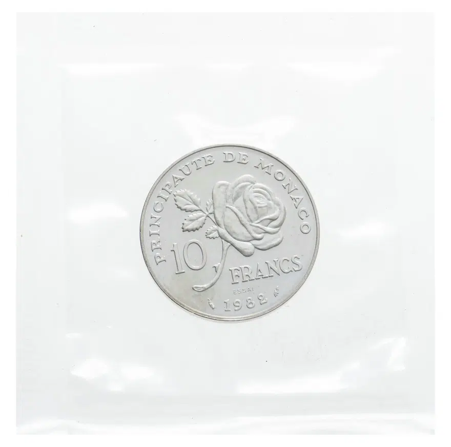 Монако 10 франков (francs) 1982 "Смерть принцессы Монако Грейс Келли"
