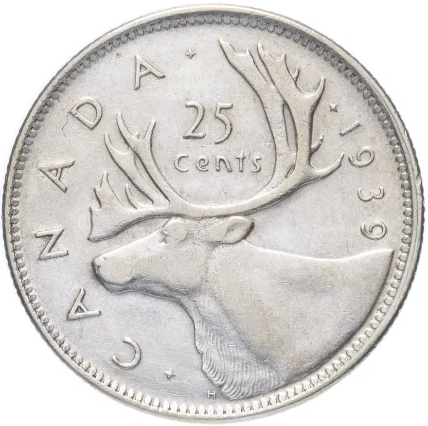 Канада 25 центов (cents) 1939, реверс