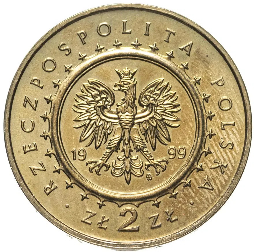 Польша 2 злотых (zlote) 1999  Замки и дворцы Польши - Радзынь-Подляский дворец, реверс