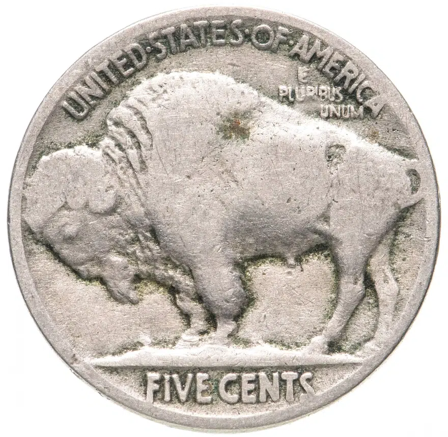 США 5 центов (cents) 1920  Buffalo Nickel (буффало) без обозначения монетного двора