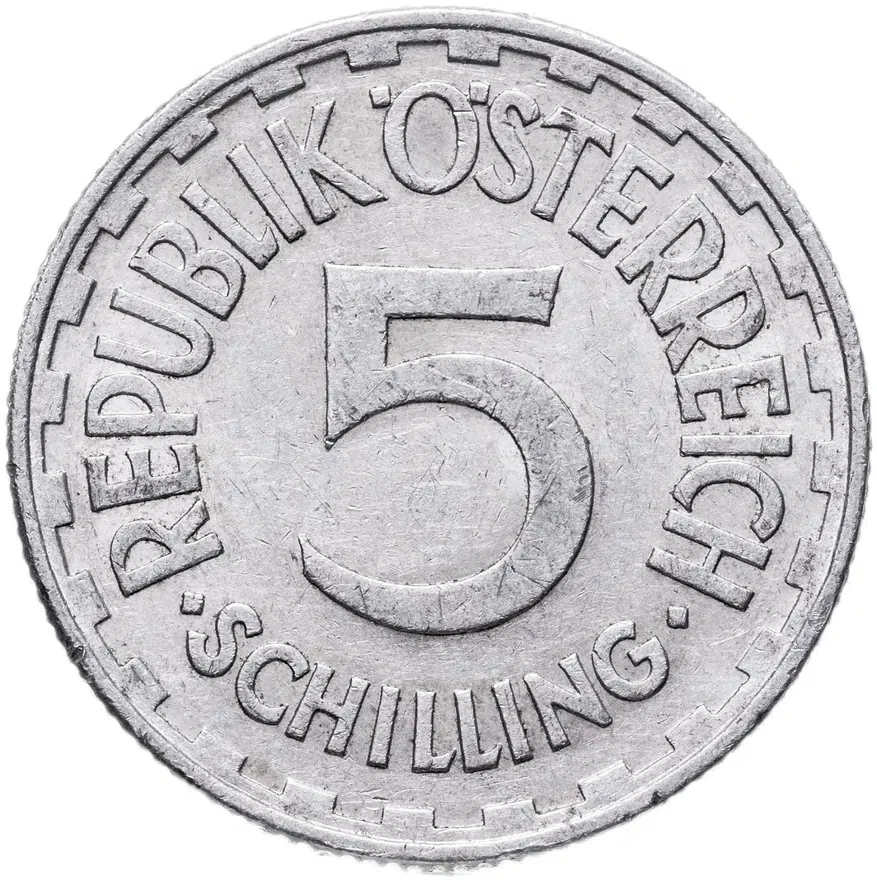 Австрия 5 шиллингов (shilling) 1952