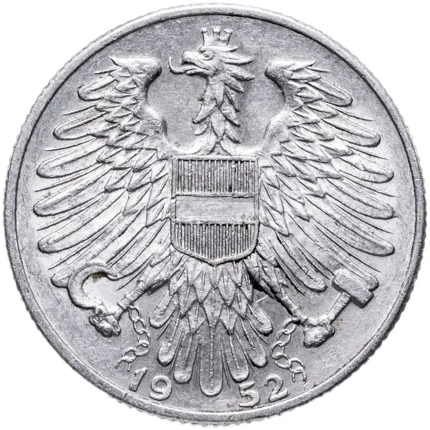 Австрия 5 шиллингов (shilling) 1952, реверс