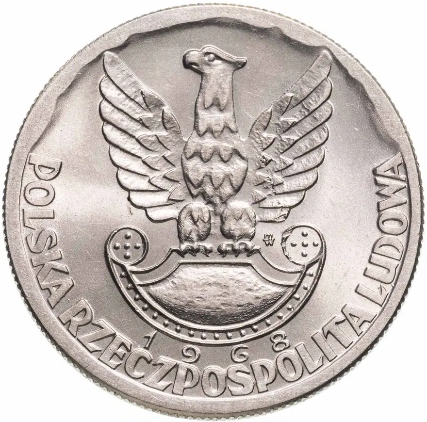 Польша 10 злотых (zlotych) 1968  25 лет Народному Войску Польскому, реверс