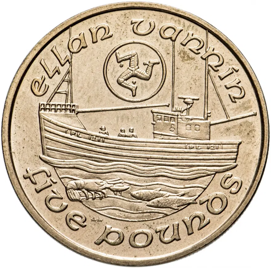 Остров Мэн 5 фунтов (pounds) 1989