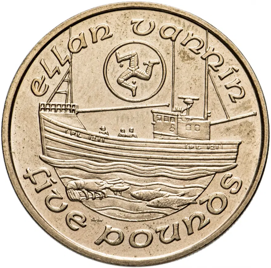Остров Мэн 5 фунтов (pounds) 1989, реверс