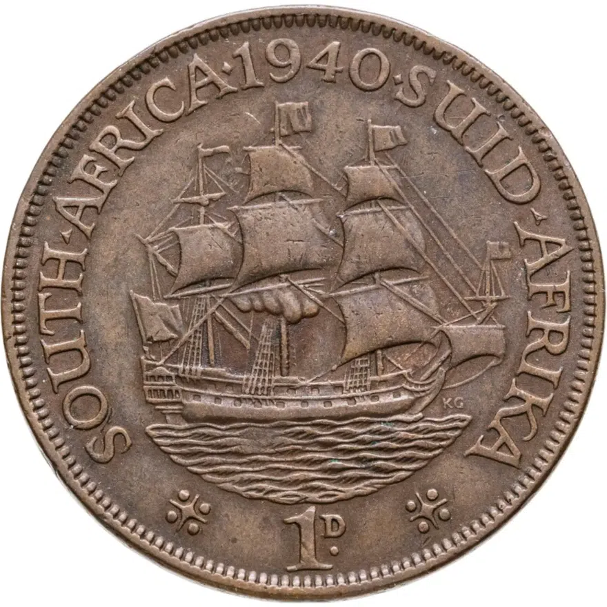ЮАР 1 пенни (penny) 1940   Точка после даты, реверс