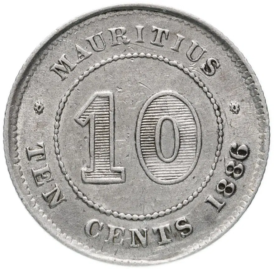 Маврикий 10 центов (cents) 1886