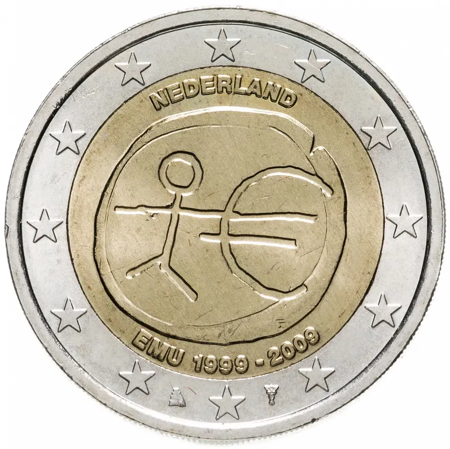 Нидерланды 2 евро (euro) 2009 "10 лет Экономическому и валютному союзу"