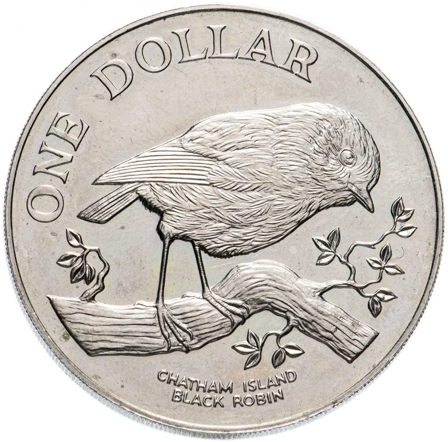 Новая Зеландия 1 доллар (dollar) 1984 "Чёрный Робин (Остров Чатем)", реверс