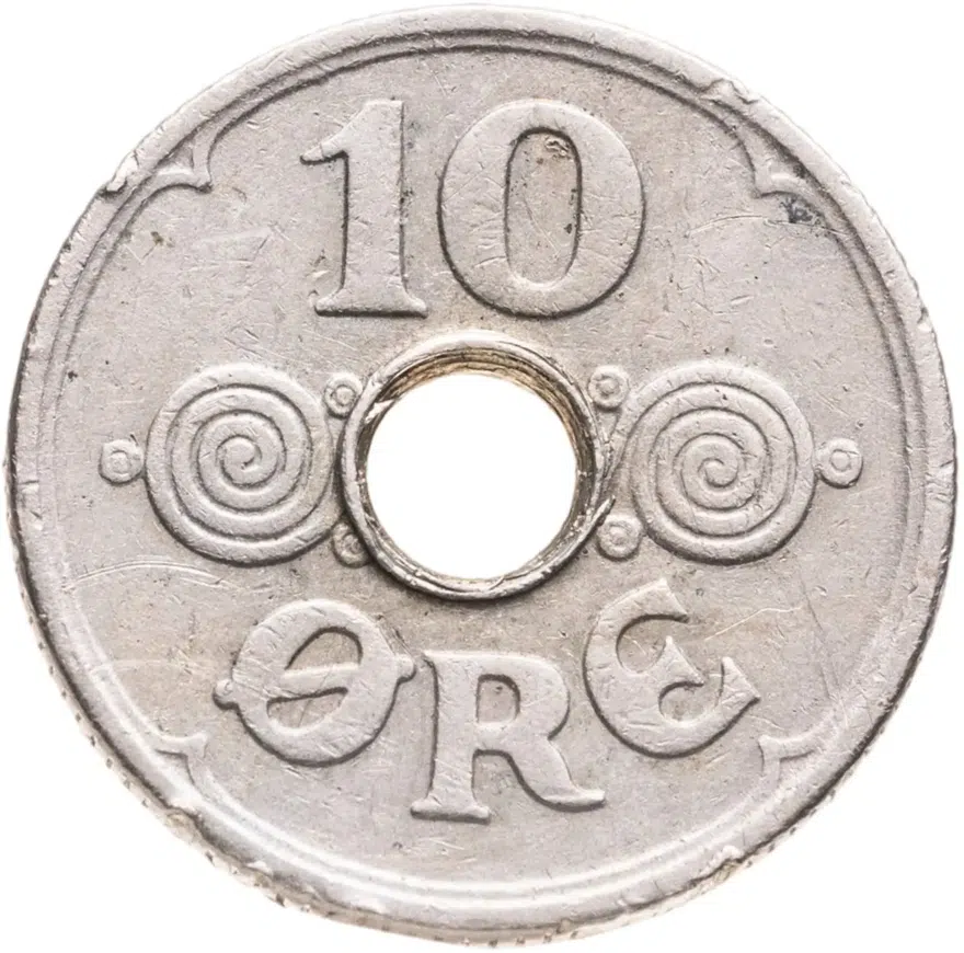 Дания 10 эре (ore) 1935, реверс
