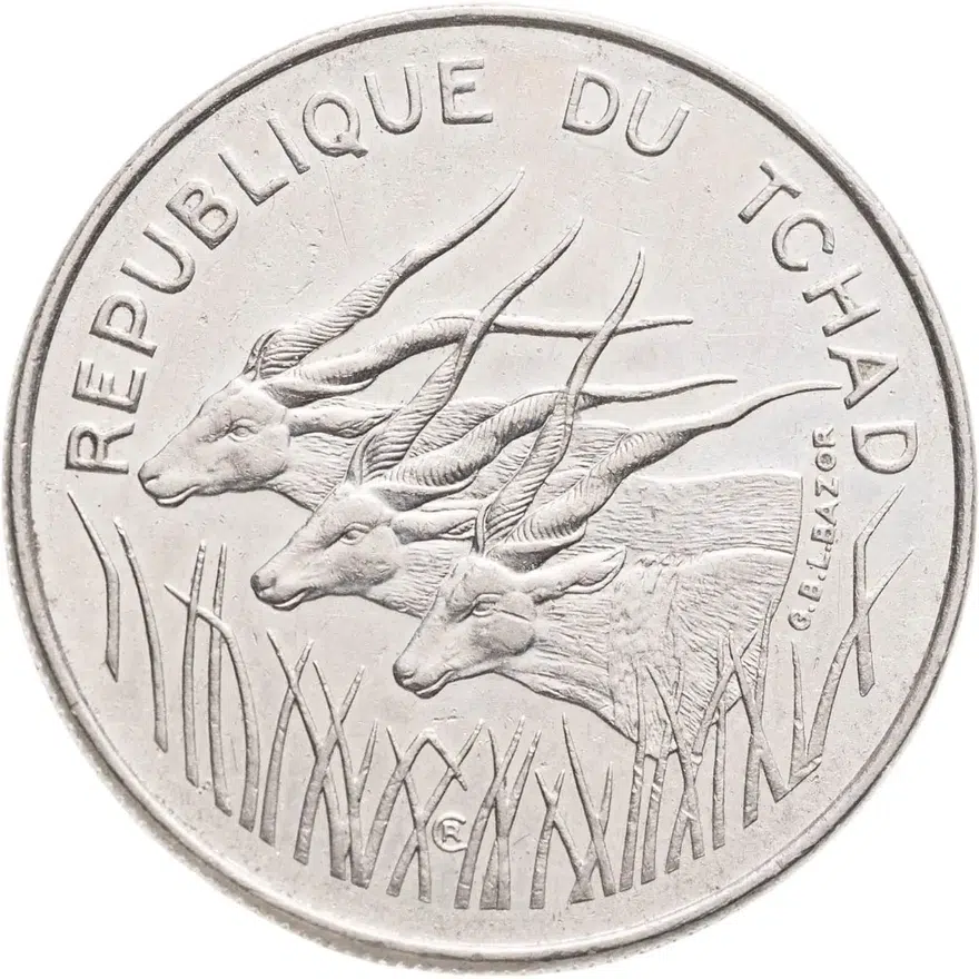 Чад 100 франков (francs) 1975, реверс