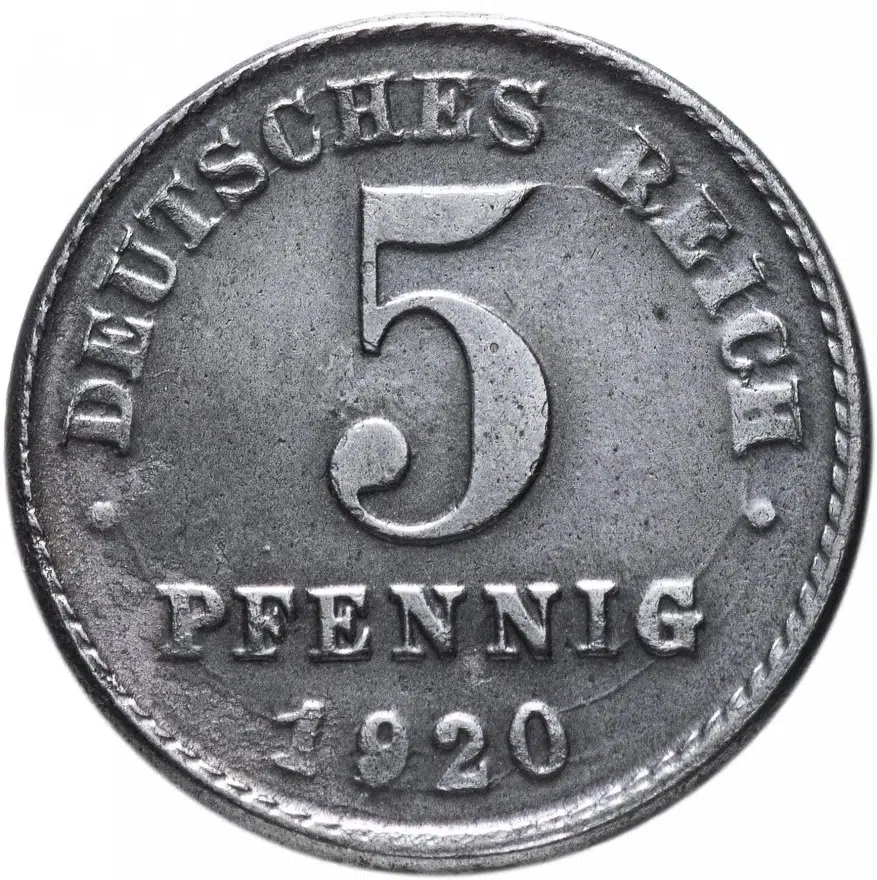 Германия 5 пфеннигов (pfennig) 1920 G, реверс
