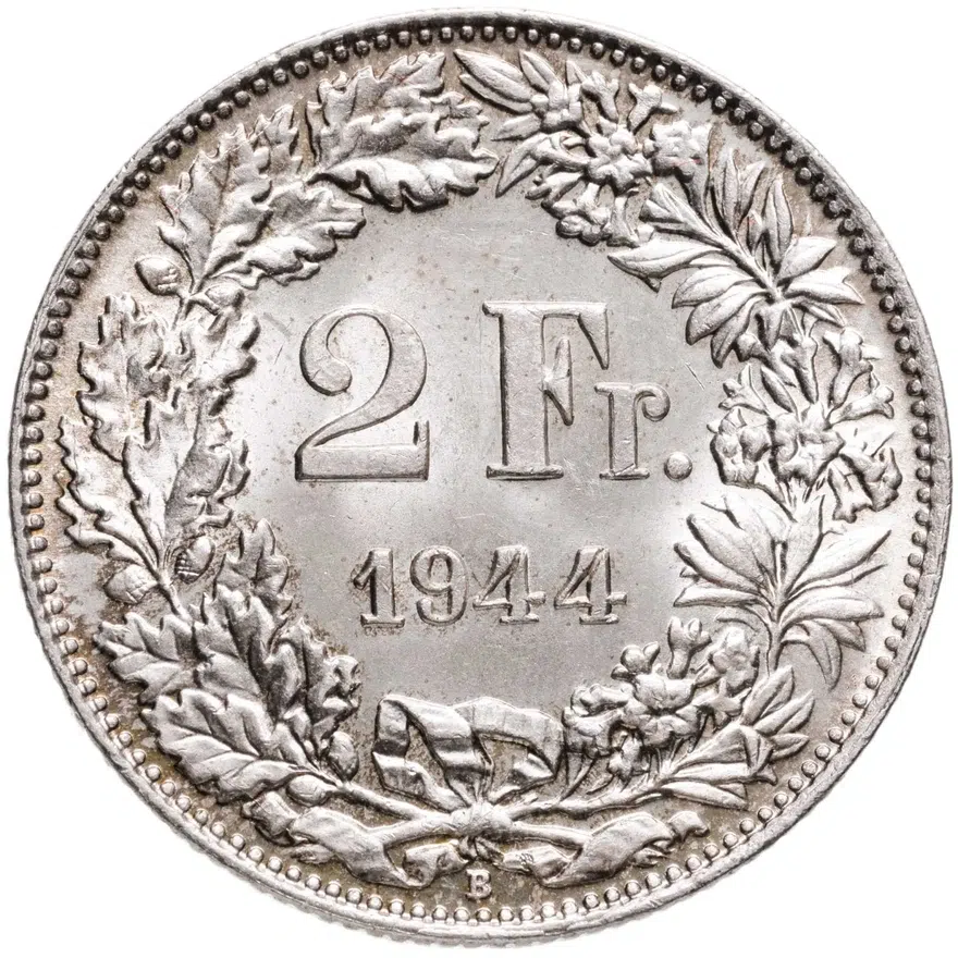 Швейцария 2 франка (francs) 1944