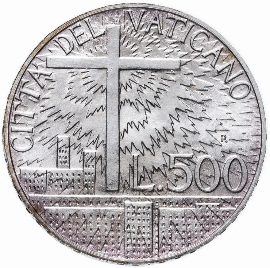 Ватикан 500 лир (lire) 1991  Социальная доктрина, реверс