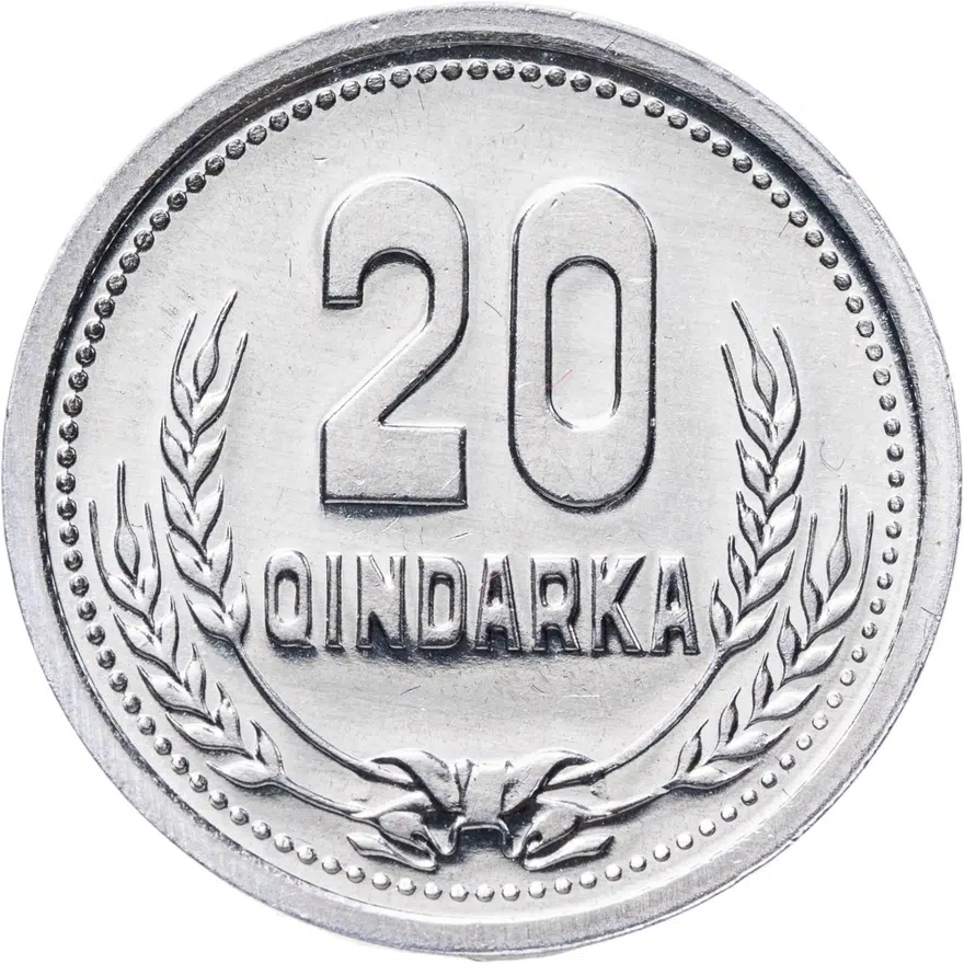 Албания 20 киндарок (qindarka) 1988, аверс
