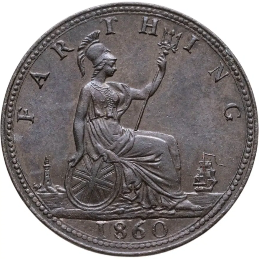 Великобритания 1 фартинг (farthing) 1860, реверс