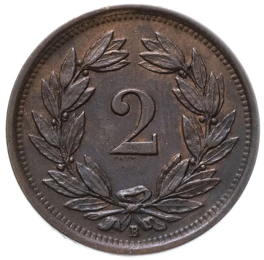 Швейцария 2 раппена (rappen) 1932, реверс
