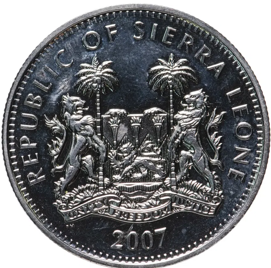 Сьерра-Леоне 1 доллар (dollar) 2007  Животные - Зебра, реверс