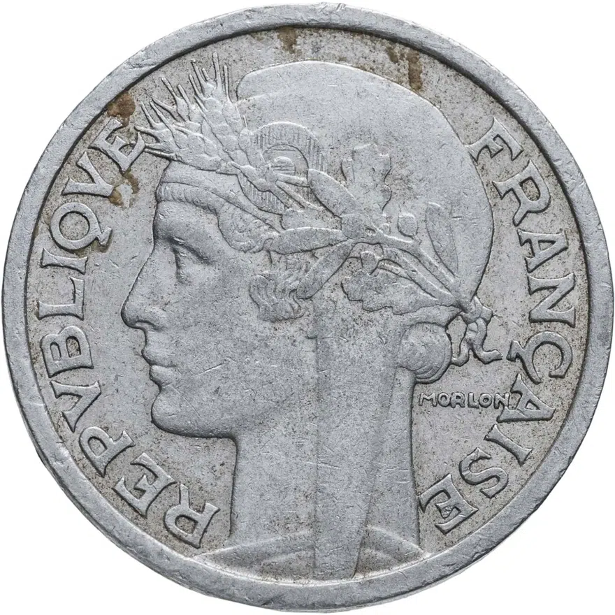 Франция 2 франка (francs) 1948   без отметки монетного двора, реверс