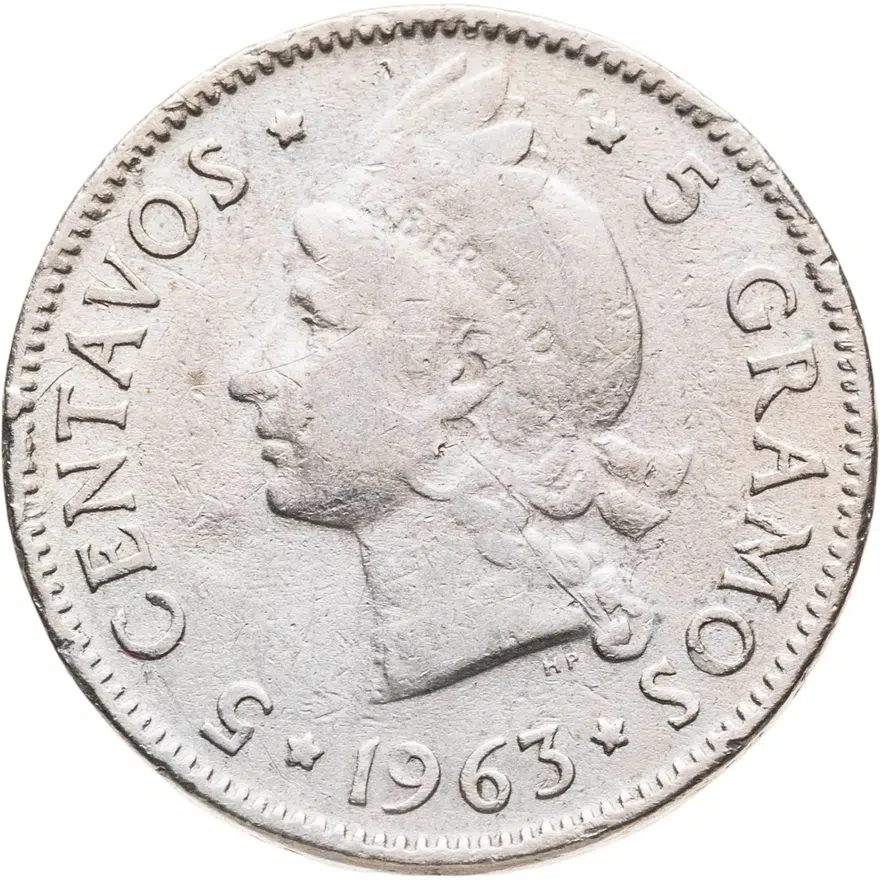 Доминикана 5 сентаво (centavos) 1963  100 лет восстановлению Республики