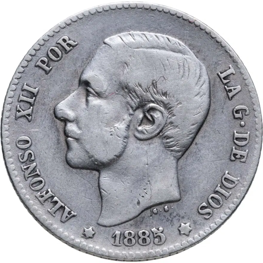 Испания 1 песета (peseta) 1885, реверс
