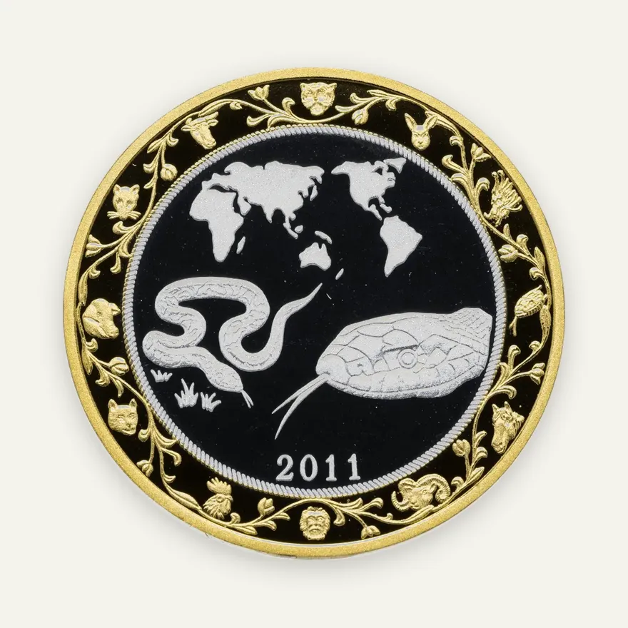 Северная Корея 30 вон (won) 2011 "Китайский гороскоп - год змеи", реверс