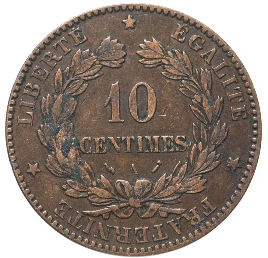 Франция 10 сантимов (centimes) 1896, аверс