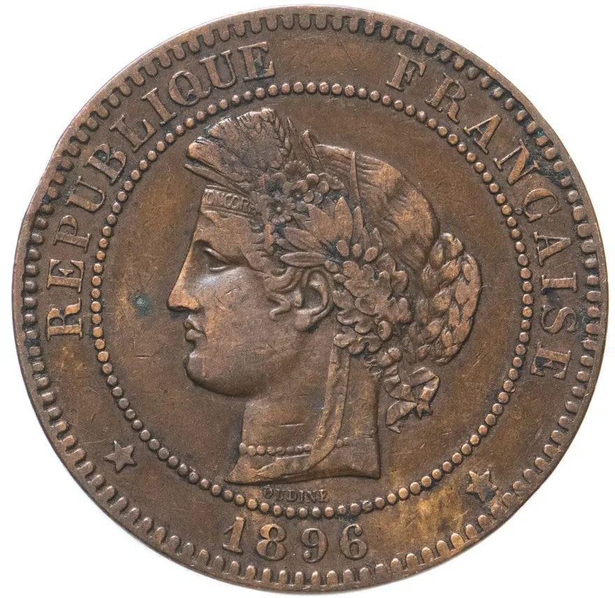 Франция 10 сантимов (centimes) 1896, реверс