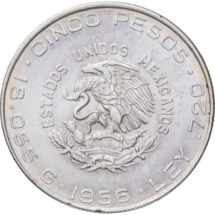 Мексика 5 песо (pesos) 1956