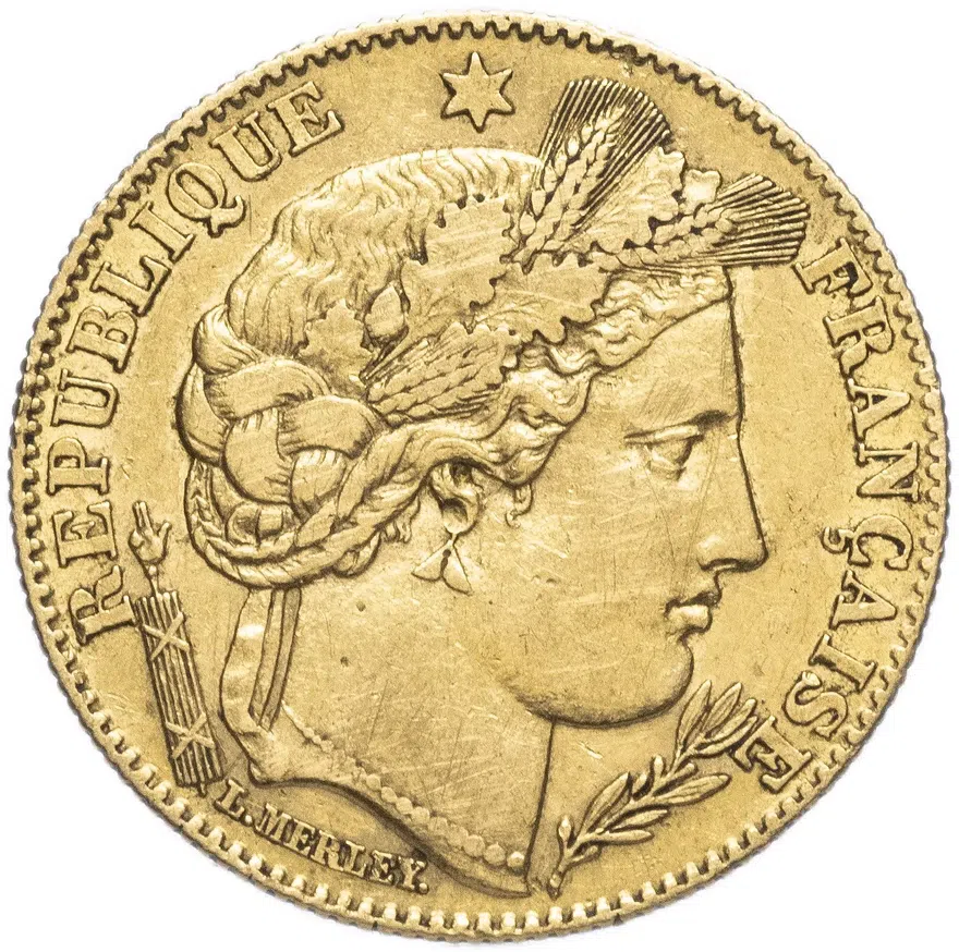 Франция 10 франков (francs) 1899 "A"