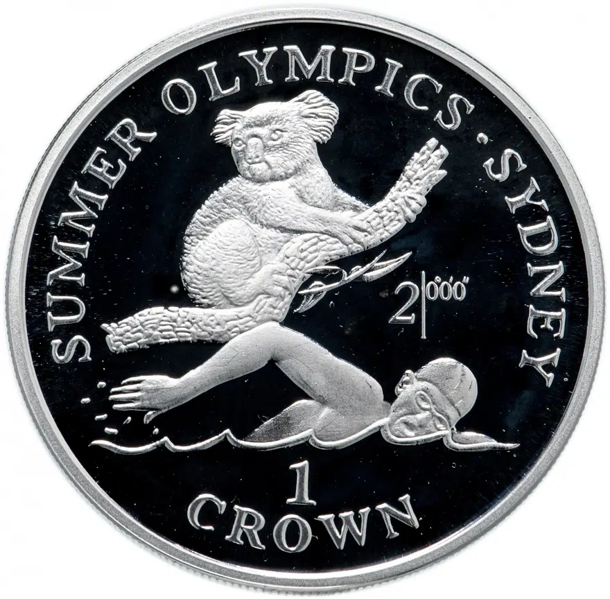 Гибралтар 1 крона (crown) 1999 "XXVII летние Олимпийские игры, Сидней - Плавание", аверс
