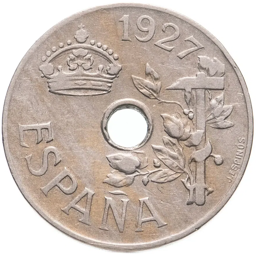 Испания 25 сентимо (centimos) 1927, реверс