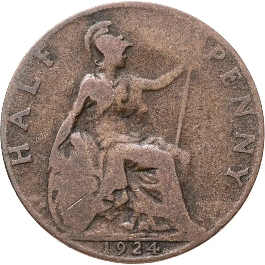 Великобритания 1/2 пенни (penny) 1924, реверс
