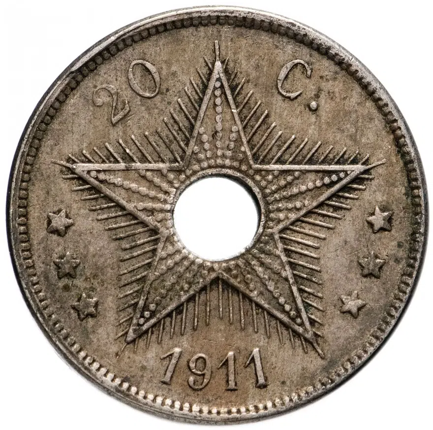 Бельгийское Конго 20 сантимов (centimes) 1911, реверс