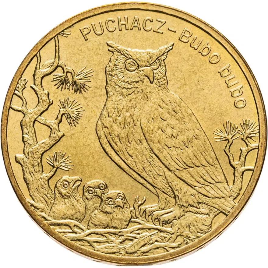 Польша 2 злотых (zlote) 2005  Всемирная природа - Филин, аверс