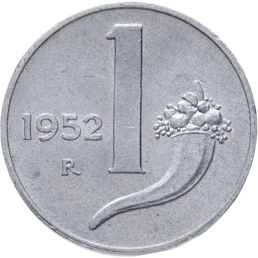 Италия 1 лира (lira) 1952, аверс