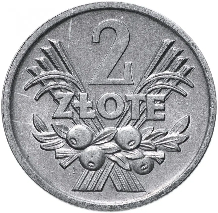 Польша 2 злотых (zlote) 1972, реверс