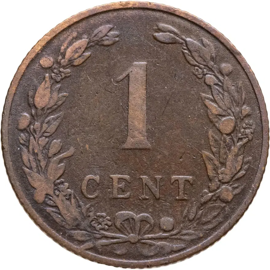 Нидерланды 1 цент (cent) 1902, аверс