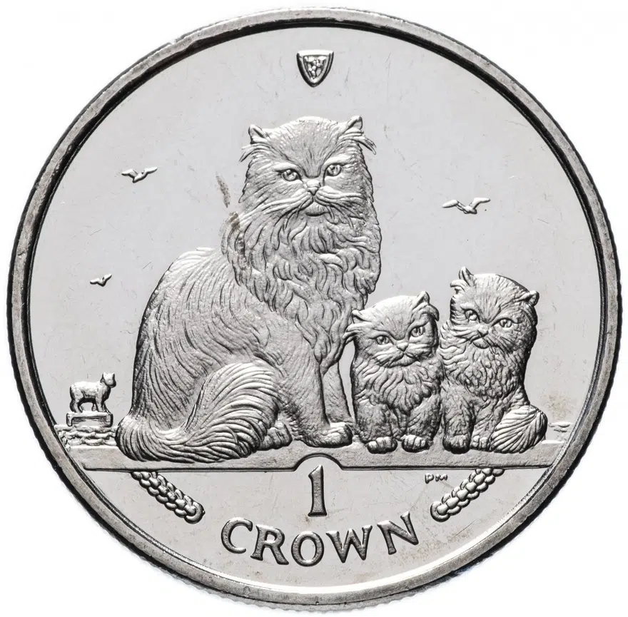 Остров Мэн 1 крона (crown) 2005 "Кошки - Гималайская кошка", аверс