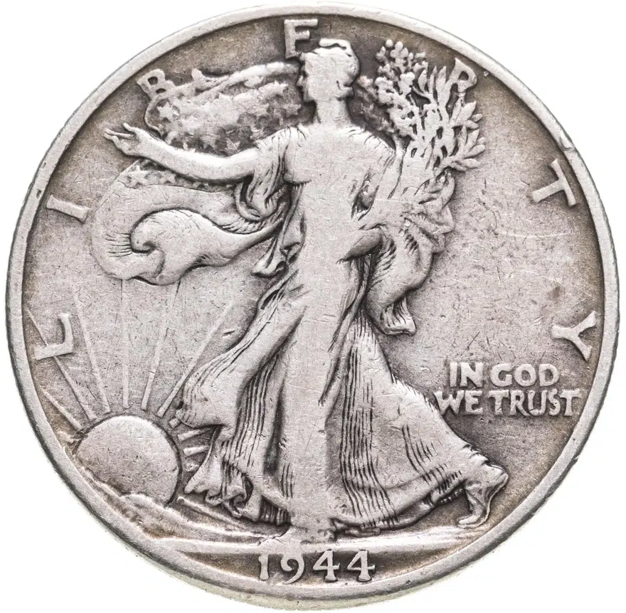 США 50 центов (1/2 доллара, half dollar) 1944 D Walking Liberty Half Dollar знак монетного двора: "D" - Денвер