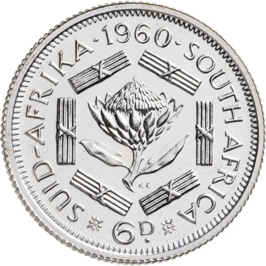 ЮАР 6 пенсов (pence) 1960, реверс