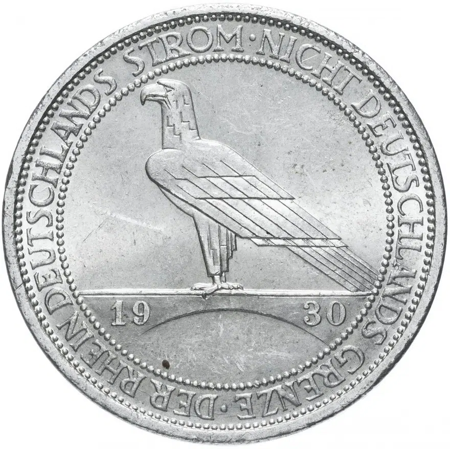 Германия (Веймарская республика) 3 рейхсмарки (reichsmark) 1930 D "Освобождение Рейнской области (Рейнланда)"