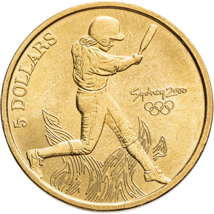Австралия 5 долларов (dollars) 2000 Олимпийские игры в Сиднее - Софтбол