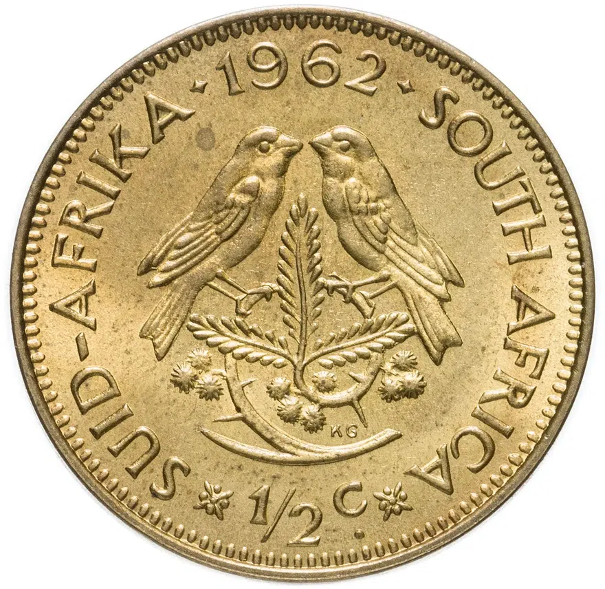 ЮАР 1/2 цента (cent) 1962, реверс