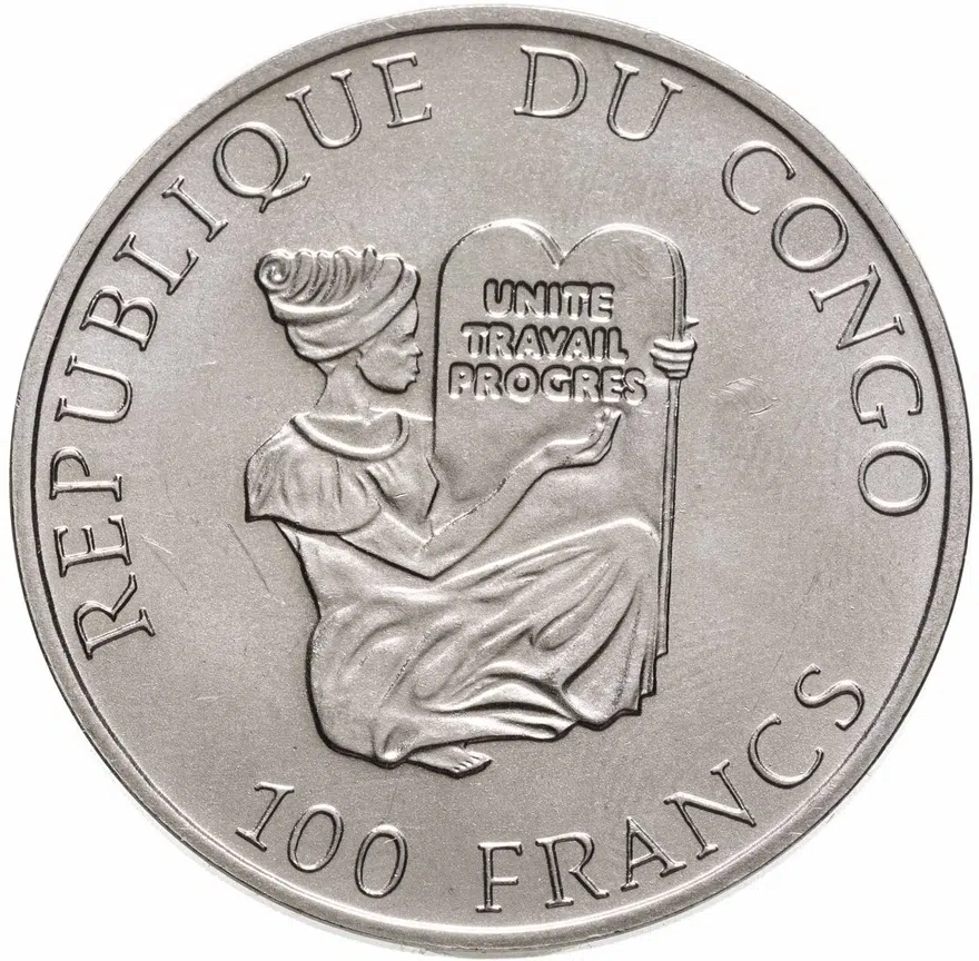 Республика Конго 100 франков (francs) 1995  "Юнкерс (Junkers) Ju 52", реверс