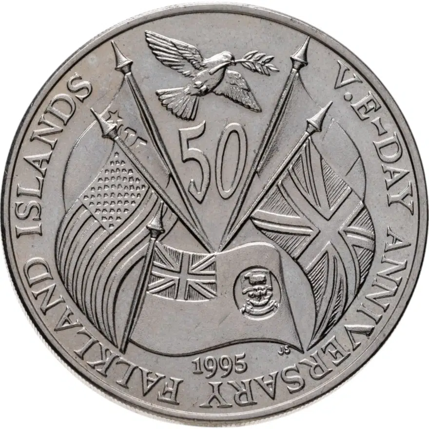 Фолклендские острова 50 пенсов (pence) 1995  50 лет Дню Победы в Европе