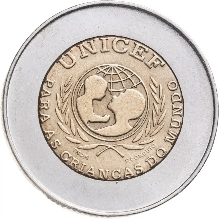 Португалия 100 эскудо (escudos) 1999  ЮНИСЕФ Надпись на аверсе: PORTUGUESA