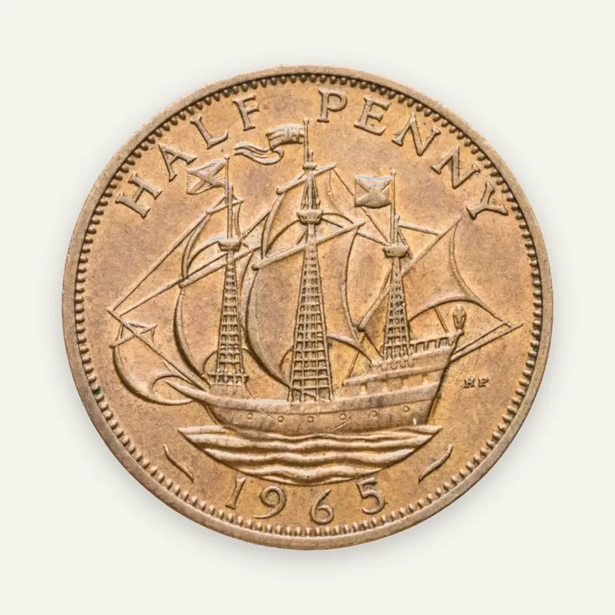 Великобритания 1/2 пенни (penny) 1965, аверс