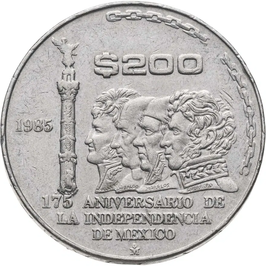 Мексика 200 песо (pesos) 1985  175 лет Независимости