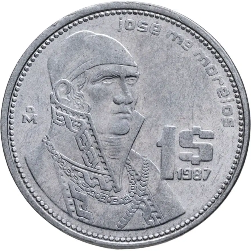 Мексика 1 песо (peso) 1987, аверс